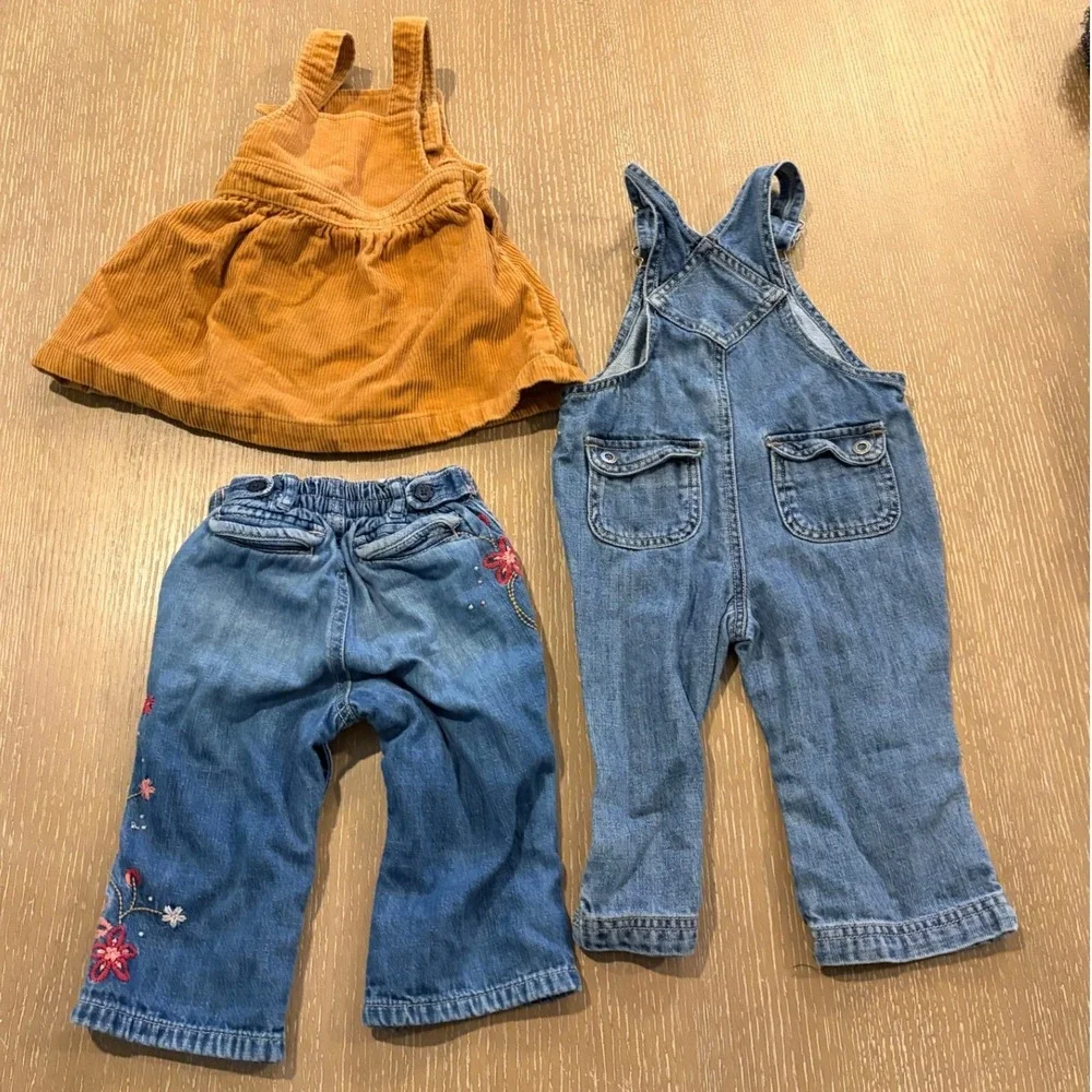 Baby Girls Denim Overalls Jeans Corduroy Jumper Lot 12-18M Carter Gap Set